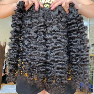 完全に100% 本物の髪からディープカーリービルマの髪の束少しフリル // この夏のホットスタイル