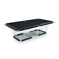 Teckell T1 - 8 Ft-Nero cornice di design di Lusso di alta qualità tavolo da Biliardo. Campo di gioco e le gambe in temperato trasparente di cristallo