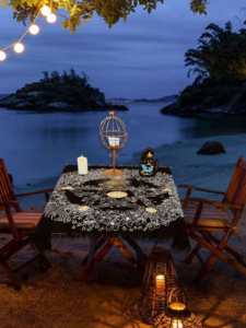 ผ้าปูโต๊ะผ้าฝ้ายสีดำสีทองแบบทันสมัยงานแฮนด์เมดรูปดาวห้าแฉกประดับคาถารูปดอกไม้ - Product Image 4