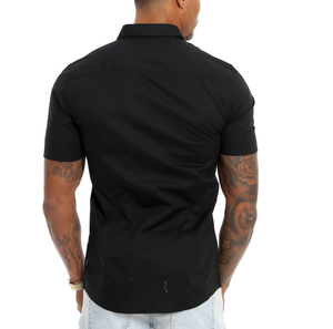 เสื้อเชิ้ตผ้าฝ้ายลายตารางแขนสั้นสีฟ้า,เสื้อเชิ้ตสำหรับผู้ใหญ่สำหรับฤดูร้อน - Product Image 3