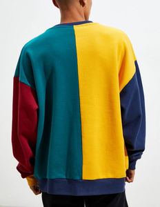 ขนแกะที่กำหนดเองสิ่งทอลายทแยงแพทช์สีล็อคลูกเรือคอขนาดใหญ่เสื้อกันหนาว - Product Image 3