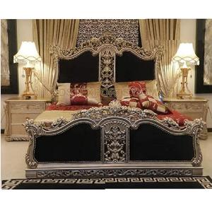 European Style Modern Teak Wood Double <b>Bed</b> with Nightstands for Master Bedroom and <b>Royal</b> Home Customized Size Personalized Color - Product Image 1