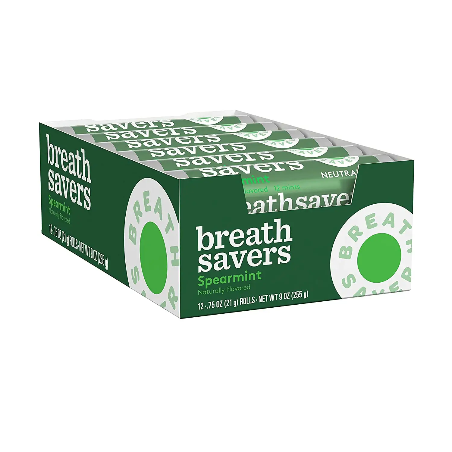 Breath Savers Sugar Free Mints Spearmint 0.75 Ounce Roll (Pack of 24)