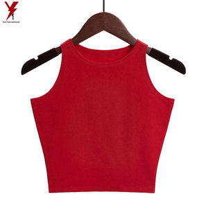 Orns — t-shirt court moulant extensible pour femmes, tricot sans manches, coupe ajustée asymétrique, noir, nouvelle collection, 2021 - Product Image 6
