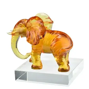 ciuman bola air rainbow Suppliers-Kerajinan Kaca Kelas Tinggi Ruang Tamu Objek Dekoratif Patung Elefante De Kristal Hadiah Bisnis Patung Gajah Kristal
