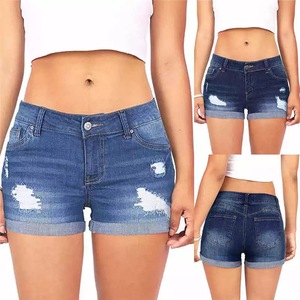 Light <b>Blue</b> Causal Smoothly Jean Shorts With Fashion Design Girl Street Wear Distressed Denim Jean Shorts Custom Your Own Design - Product Image 3