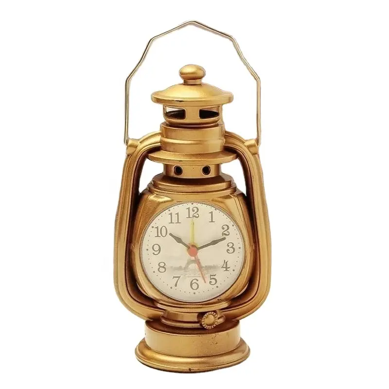 Vintage Wekker Retro Olie Lamp Wekker Horloge Tafel Kerosine Licht Klok Woonkamer Decor Artikelen Kantoor Ambachtelijke Ornament