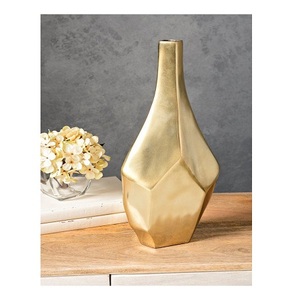 Modern Metal Flower Pot <b>Set</b> of 2 Different Sizes & Shapes Brass/Aluminium Wedding Home Decorative <b>Vase</b> - Product Image 5