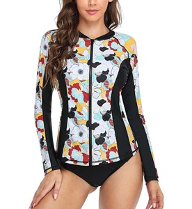 Front <b>Zip</b> Rashguard Sun Protection Long Sleeve Zipped <b>Rash</b> Swim Shirt <b>Women's</b> Swim the Sea Long Sleeve <b>Zip</b>-<b>up</b> <b>Rash</b> <b>Vest</b> - Product Image 3