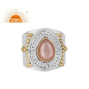 Anillo de piedra lunar de arcoíris Natural, joyería ajustable, fabricante de joyería, acabado brillante, Plata de Ley 925, venta al por mayor - Product Image 1