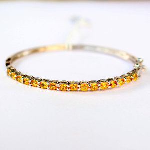 Pulsera de Plata de Ley 925 de diseño moderno hecha a mano, piedra preciosa de zafiro amarillo de alta calidad, estilo de moda para regalo de fiesta de boda - Product Image 3