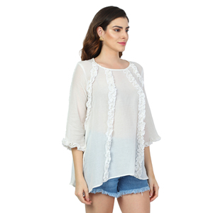 Top elegante de algodón blanco para Niñas para ropa de moda india y pakistaní - Product Image 3