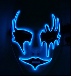 قناع السمكة الشبحية الأبيض المتوهج، قناع EL للهالوين، قناع LED مخيف لحفلات التنكر - Product Image 6