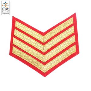 OEM personalizado hecho a mano rango Chevron parche corona brillante oro raya tela bordada expertos sastres Outfitters - Product Image 6