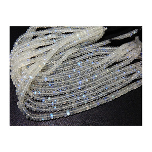 Cuentas Redondas Facetadas de Piedra Lunar Arcoíris de Fuego Azul Natural, Tamaño de Hilo de 8 Pulgadas, 4.5-5MM, Cuentas de Piedra Lunar Arcoíris Natural, Piedra Preciosa - Product Image 2