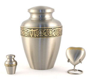 Urna de cremación redonda de Metal y plata para adultos, urna para cenizas de estilo americano/europeo - Product Image 2