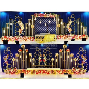 Venta al por mayor de arcos metálicos para escenario de recepción de boda elegante recepción de boda soportes metálicos escenario gran boda escenario arcos metálicos - Product Image 1