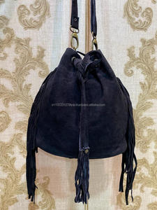 Nouvel arrivage de sacs à main faits à la main en cuir suédé avec franges avec cordon de serrage pour femmes sac à bandoulière pour femmes - Product Image 4