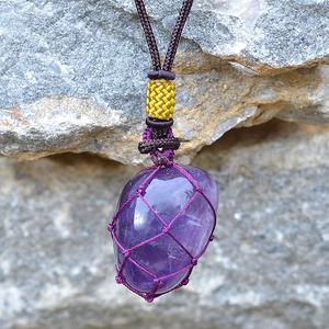 Collar con colgante de amatista caída | Joyería Bohemia hecha a mano con piedras preciosas de cuarzo crudas envueltas Chakra Charged Crystal - Product Image 3