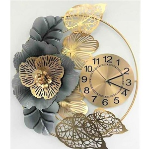 Offre Spéciale En Gros Maison De Luxe Chambre Salon Affichage Hall Forgé Fer Métal Fleur Art Mur Décor de Mur En Métal art horloge - Product Image 1