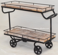 Chariot de service de cuisine moderne en acier et verre à 4 roues, robuste et durable, taille personnalisable pour la maison, le restaurant, le bar et la restauration