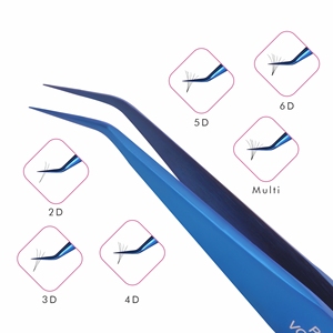 Blue Tweezer for Eyelashes, Volume Str Angle 12mm 35deg Tweezer in Blue Color Private Label, Eyelash Extension Tools - Product Image 4