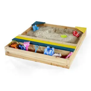 गर्म बिक्री लकड़ी सैंडबॉक्स सत्ता पक्ष के साथ देवदार की लकड़ी आउटडोर Sandpit बच्चों रेत गड्ढे खिलौने