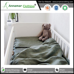 100% ensemble de draps de lit de bébé en coton standard uni et imprimé en jersey simple biologique drap de lit ajusté personnalisé de haute qualité - Product Image 2