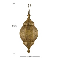 Lampe suspendue marocaine classique Antique/Or/Noir (Longueur 22cm, Largeur 22cm, Hauteur 54cm)