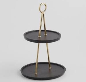 Support de service à gâteaux 2 niveaux, pour la cuisine et les hôtels, plateau de service cupcake, de couleur marron, design moderne, en métal - Product Image 3