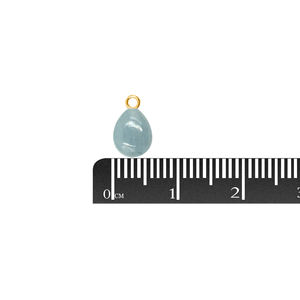 <b>Aquamarine</b> Pear Shape Sterling Silver 10 To 12 MM With Bail Gold Plated Pendant - Product Image 3