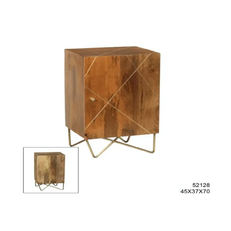 Vintage Look Mango Holz mit Messing Inlay Schlafzimmer Nachttisch von Top Supplier