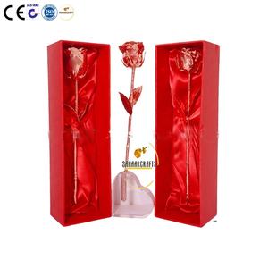 Rose en cuivre avec boîte cadeau, fleur naturelle de haute qualité, rose véritable trempée dans l'or 24 carats avec boîte - Product Image 4