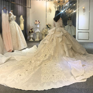 LSA013 Fashion Shiny Lange Mouwen <span class=keywords><strong>Prom</strong></span> Dress Trouwjurk Backless Pailletten Trouwjurk - Product Image 2