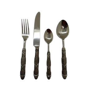 Couverts manche en métal brun avec acier inoxydable argenté avec ensemble de couverts en or vente chaude ensembles de couverts de dîner - Product Image 3