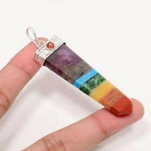 Belle Collé Sept Chakra Plat Pendentifs Pierres Précieuses Crayon Pendentifs Cristaux Pendentifs Pour Collier - Product Image 6