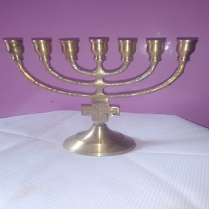 Traditional Polished Menorah <b>small</b> size brass menorah Religious <b>Candle</b> Holder - Product Image 2
