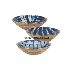 Juego de 3 cuencos para servir en la mesa de la cena, uso de catering para hoteles, cuencos de madera con acabado de nogal, Decoración de mesa, servicio de galletas - Product Image 1
