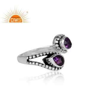 Elegante Anillo de Plata de Ley Oxidada con Gema de Amatista, Anillo de Compromiso, Fabricante de Joyería - Product Image 3