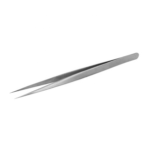 Pince à cils en acier inoxydable argenté de qualité supérieure OEM Caractéristiques supplémentaires personnalisées avec pointe Volume Pince à épiler Marque privée - Product Image 2