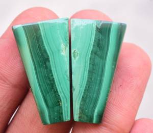 Malaquita Natural única, cabujón de lujo, piedras preciosas sueltas, par, muy atractivo - Product Image 4