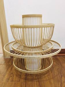 Dual Layer Wicker Lampshade <b>Rattan</b> Lampshade Dinning Room Lampshade Frame Chandeliers <b>Pendant</b> <b>Light</b> - Product Image 3