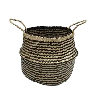 Vietnam woven storage seagrass shopping bag basket planter Wholesale Willow Picnic Hamper Basket New Rattan Food Gift Storage