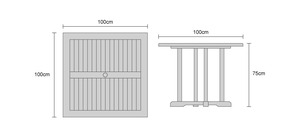 Teak Square Solid Wood Modern Outdoor Dining <b>Table</b> Durable Design - Product Image 2