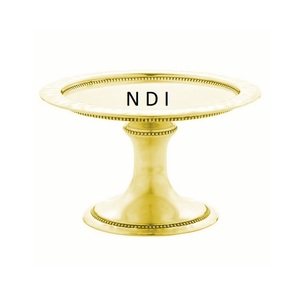 Soporte de metal para servir y decorar pasteles redondos, con acabado dorado y borde de lunares, ideal para hoteles, gran éxito de ventas. - Product Image 1