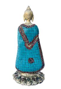 Statue de Bouddha debout en laiton artisanal Nirmala, décoration d'intérieur multicolore, fabriquée à la main au Rajasthan - Product Image 2