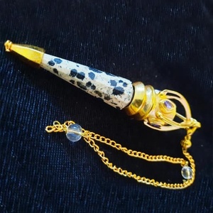 Péndulos de metal de cuatro direcciones de jaspe dálmata para curación de Reiki - Product Image 1