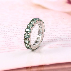 Anillo de boda de Plata de Ley 925, piedra cianita natural, curva de buena calidad, cianita verde - Product Image 2