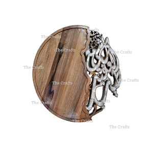 Plateau de chocolats de service en métal de couleur or plateau islamique de forme ronde fait à la main pour Ramadan et Eid usage spécial - Product Image 4