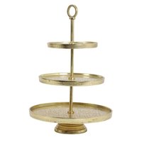 Plateau et support à gâteau en métal doré moderne pour gâteaux d'anniversaire, présentation de desserts, occasions spéciales